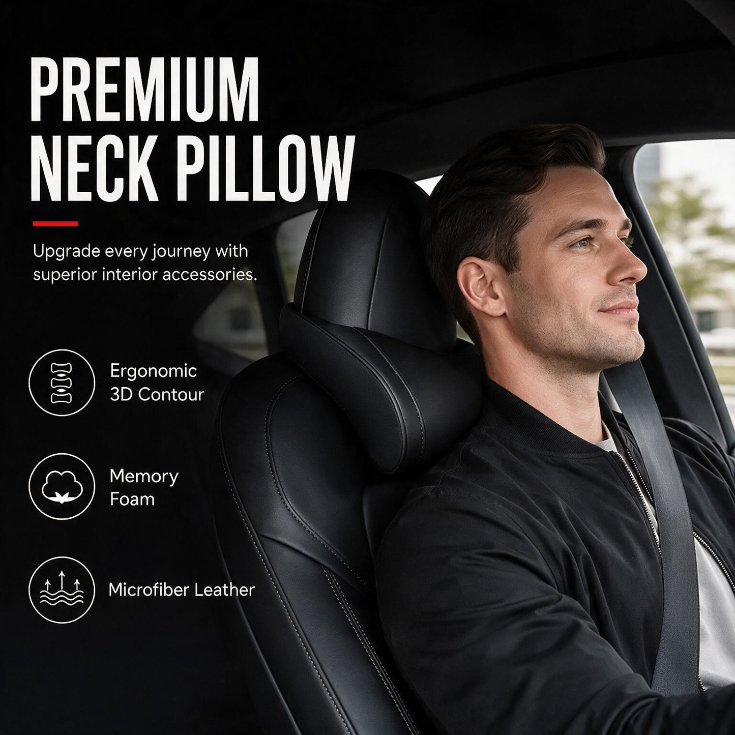 Ergonominen muistivaahtoinen auton niskatuki