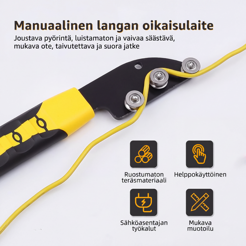 Kädessä pidettävä sileästi rullaava ja kestävä langansuoristin