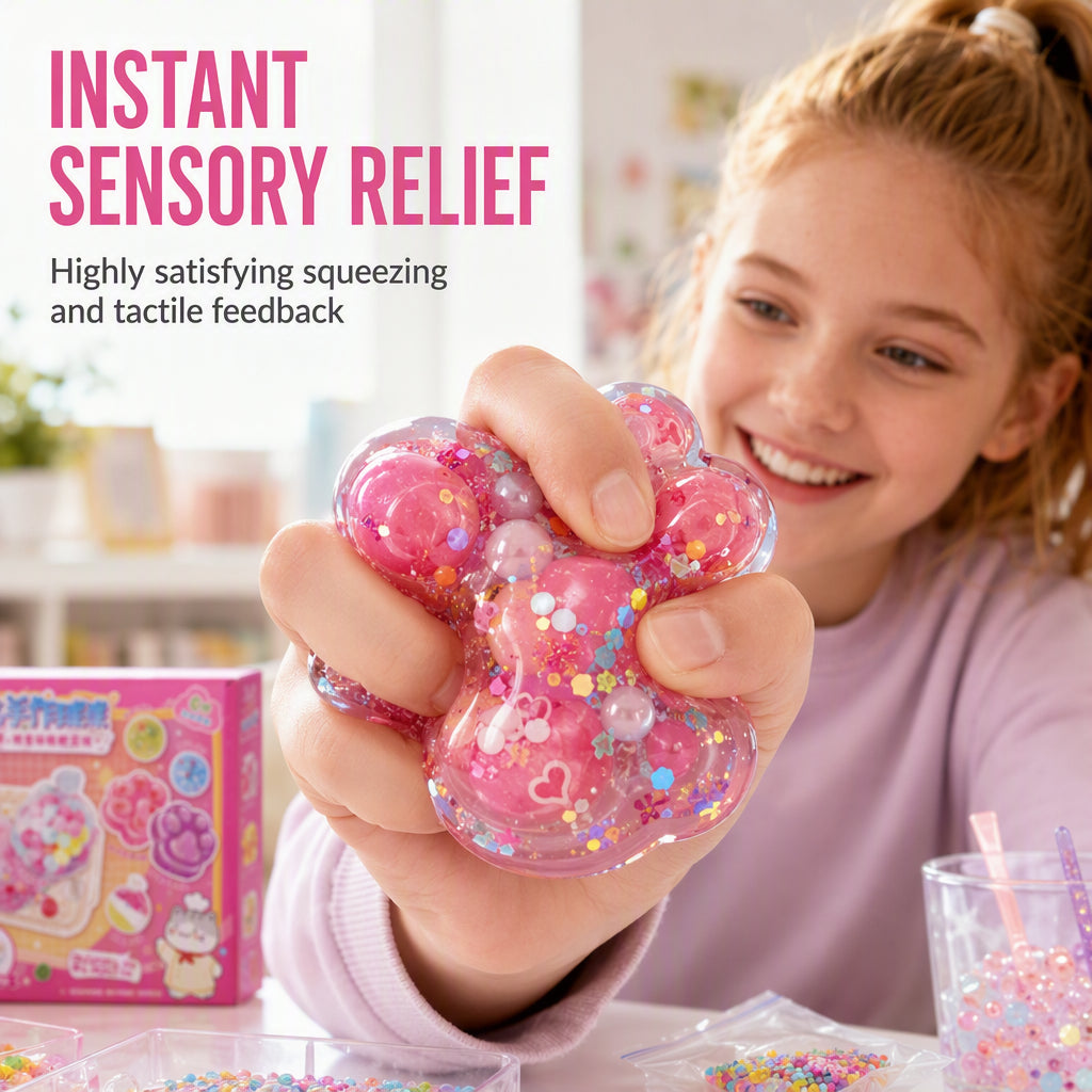 🐱 🧊 Tee-se-itse paistetun jään squishy-lelusetti – Kissan kynsikuvioinen, squishy hauska ja luova – Täydellinen aistileikkeihin ja stressin lievitykseen lapsille ✨