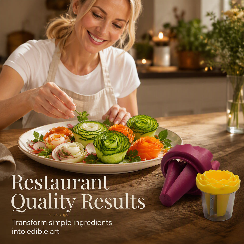🥕✨ Käsikäyttöinen vihannesspiraalileikkuri ja -käherrin ruusujen tekoon – muuta porkkanat ruusuiksi 60 sekunnissa, aivan kuin ravintolassa! 🌹🍽️