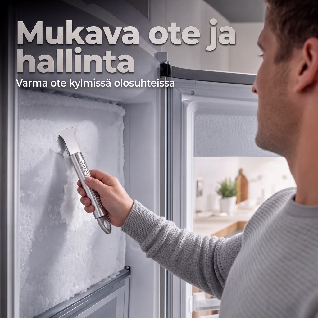 Ruostumattomasta teräksestä valmistettu jääkaapin jään raappaustyökalu