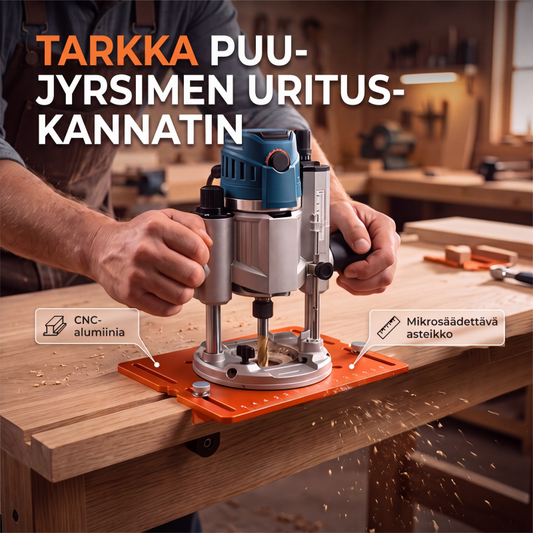 Alumiiniseoksesta valmistettu puujyrsimen urituskiinnikkeen ohjaintyökalu