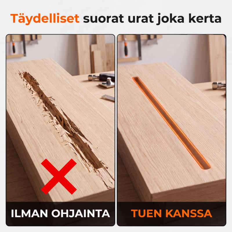 Alumiiniseoksesta valmistettu puujyrsimen urituskiinnikkeen ohjaintyökalu