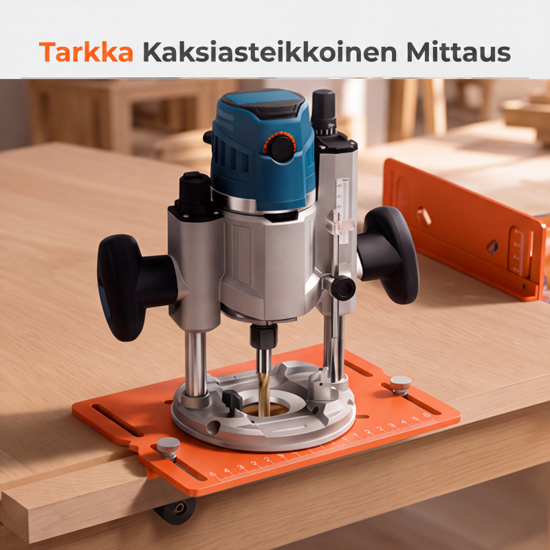 Alumiiniseoksesta valmistettu puujyrsimen urituskiinnikkeen ohjaintyökalu