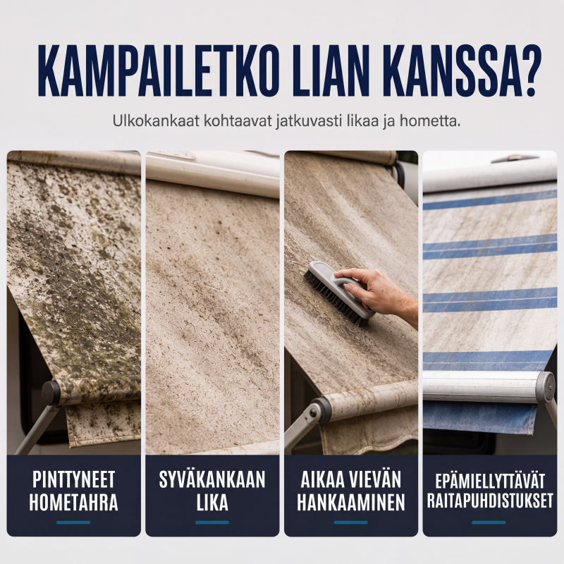 Tehokas matkailuauton markiisien puhdistussuihke