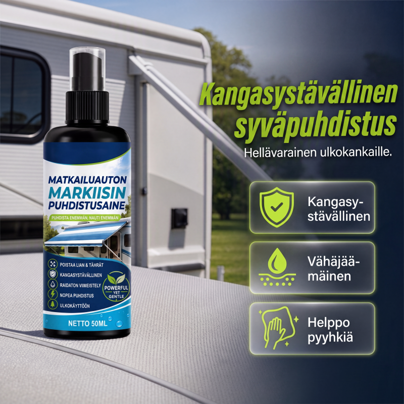 Tehokas matkailuauton markiisien puhdistussuihke