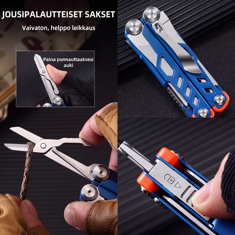 Monikäyttöinen All-in-One ruostumattomasta teräksestä valmistettu monitoimityökalupihdit