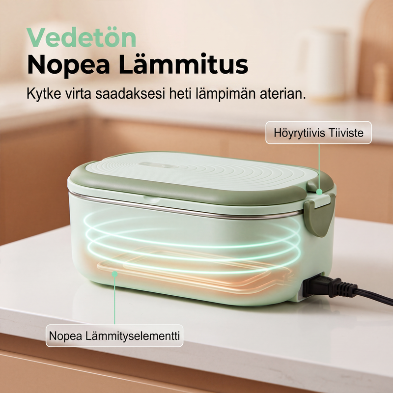 Kannettava sähkölämmitteinen lounasrasia, vedetön ruoanlämmitin