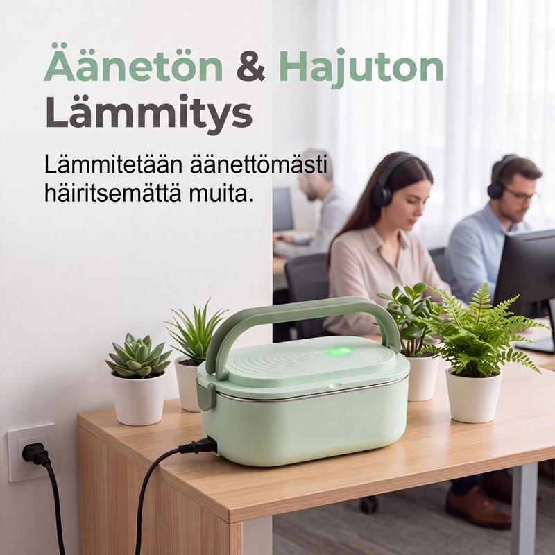 Kannettava sähkölämmitteinen lounasrasia, vedetön ruoanlämmitin