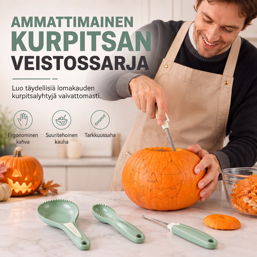 3-in-1 kurpitsanveistosetti ja melonin hedelmälihan erotinsetti