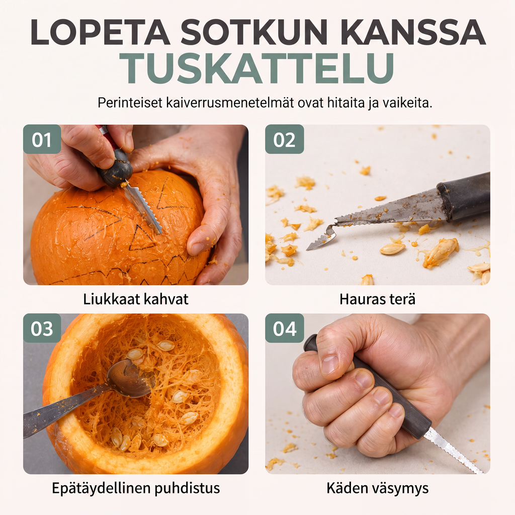 3-in-1 kurpitsanveistosetti ja melonin hedelmälihan erotinsetti