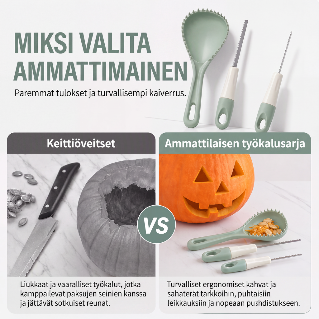 3-in-1 kurpitsanveistosetti ja melonin hedelmälihan erotinsetti