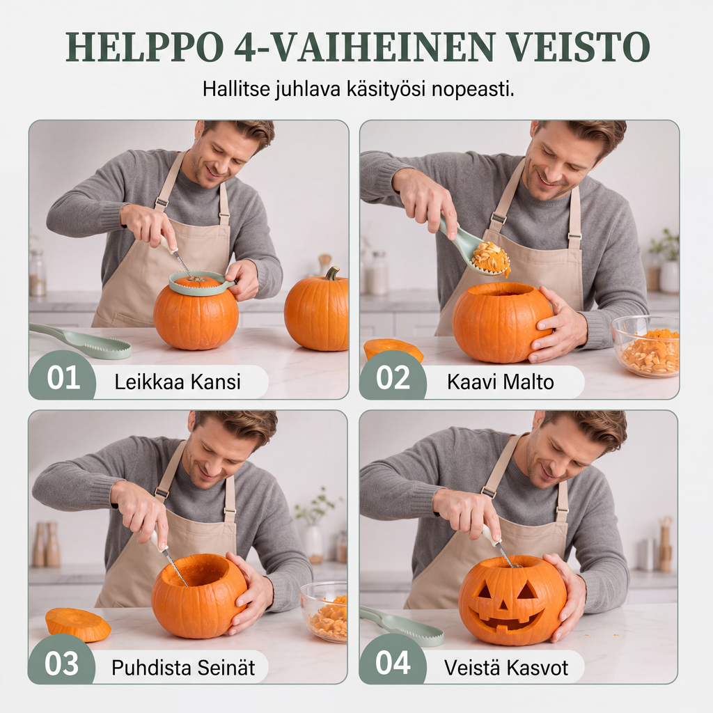 3-in-1 kurpitsanveistosetti ja melonin hedelmälihan erotinsetti