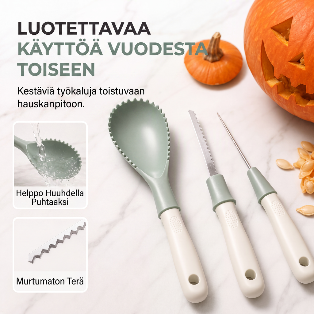 3-in-1 kurpitsanveistosetti ja melonin hedelmälihan erotinsetti
