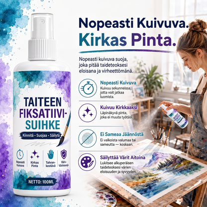 Nopeasti kuivuva, tahriintumaton taiteen kiinnityssuihke