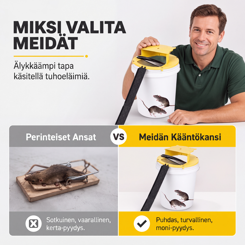 Automaattisesti nollautuva kääntökantinen hiirenloukku