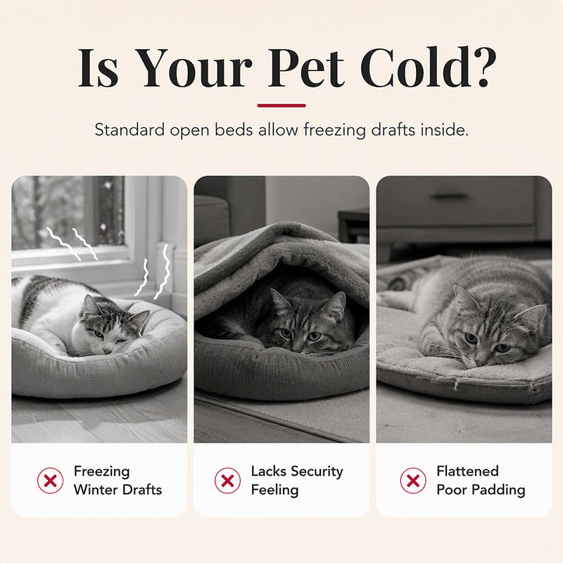 🎄 Halbgeschlossene Weihnachts-Höhle für Hunde & Katzen – Kuscheliges Winterbett mit weichem Plüsch, warm & schützend – perfektes Weihnachtsgeschenk für Haustiere