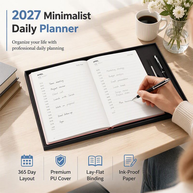 2027 minimalistinen päiväkirja – pidä arkesi järjestyksessä tyylikkäästi!