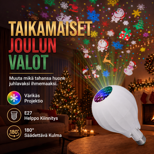 Värikäs pyörivä joulutunnelmaprojektori – tuo joulun taika kotiisi!