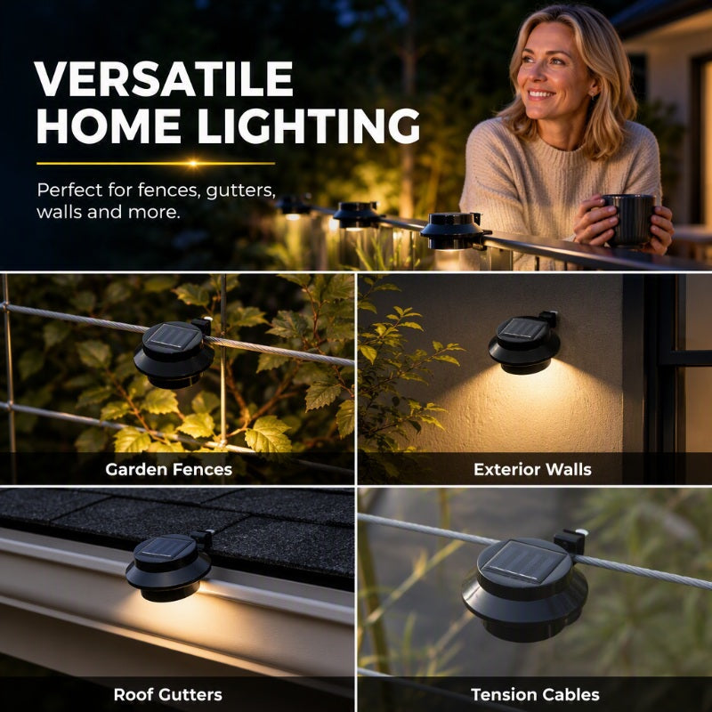 🔥🎁50 % ALENNUS🔥 Valaise räystäät, aidat ja puutarhamuurit – aurinkovoimalla toimivat ulko-LED-valot ilman verkkovirta-asennusta 🏡✨