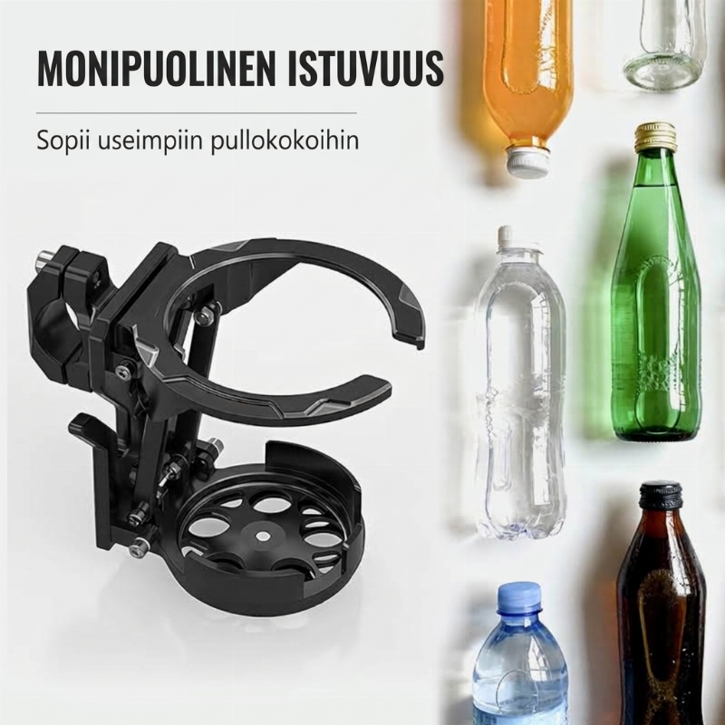 Taitettava pulloteline pyörään – helppo kiinnittää ja taittaa kasaan tarvittaessa!