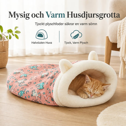 ✨50 % ALENNUS NYT! !✨🐱Puoliksi suljettu lämmin makuupussi, pehmeä, syvän unen takaava luolamajoitus lemmikeille, peitteellä varustettu kissoille ja pienille koirille
