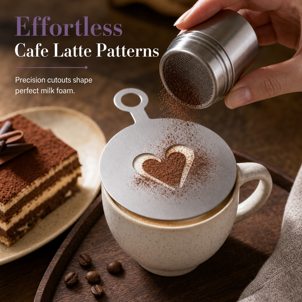 Ruostumattomasta teräksestä valmistettu latte art -sabluunamalli