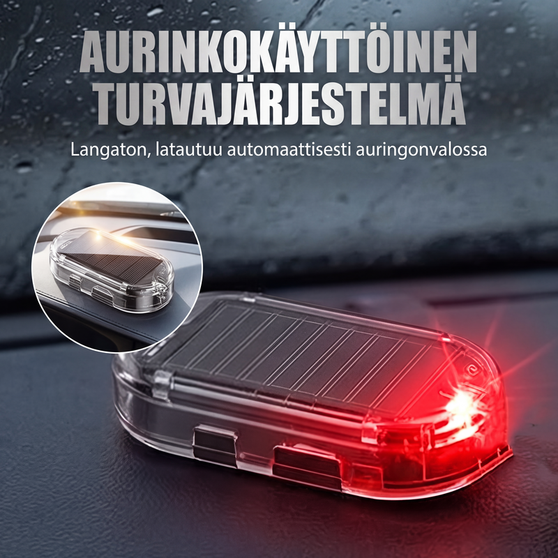 Aurinkovoimalla toimiva auton varkaudenestovaroitusvalo