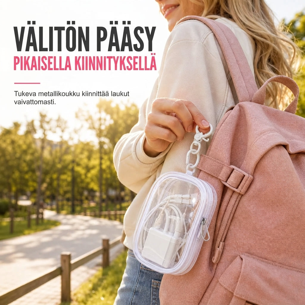 Löydä mikä tahansa kaapeli heti! Kaivamaton läpinäkyvä klipsitettävä tasku