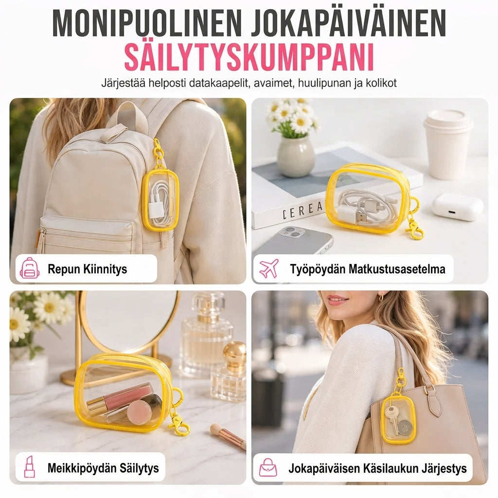 Löydä mikä tahansa kaapeli heti! Kaivamaton läpinäkyvä klipsitettävä tasku