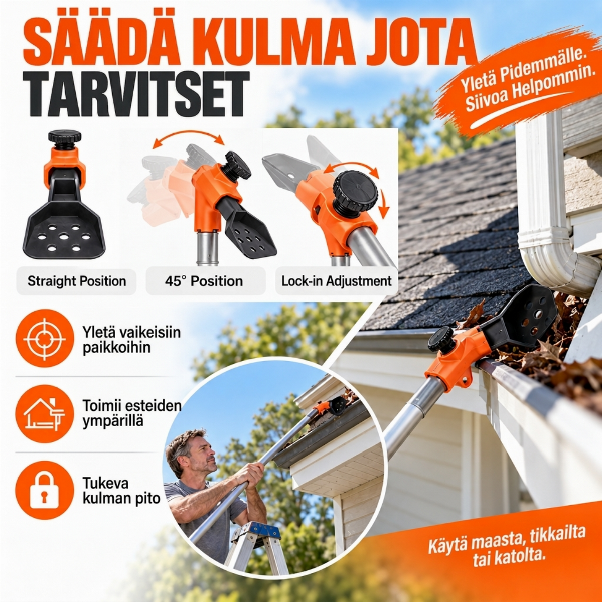 Monikäyttöinen kourunpuhdistustyökalu