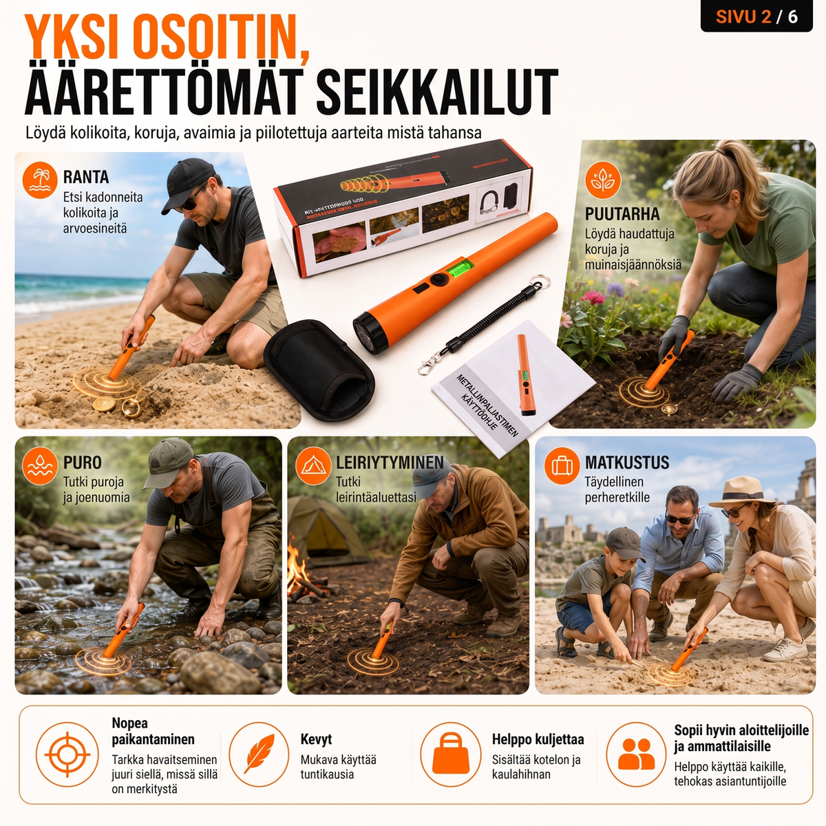 Erittäin herkkä kädessä pidettävä metallinilmaisin