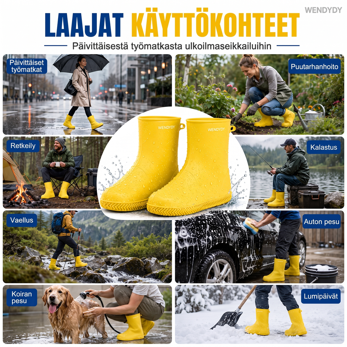 🌧️Uudelleenkäytettävät silikoni sadekengänsuojukset – liukumattomat, taittuvat vedenpitävät kengänsuojat ulkoiluun, matkustamiseen ja päivittäiseen käyttöön