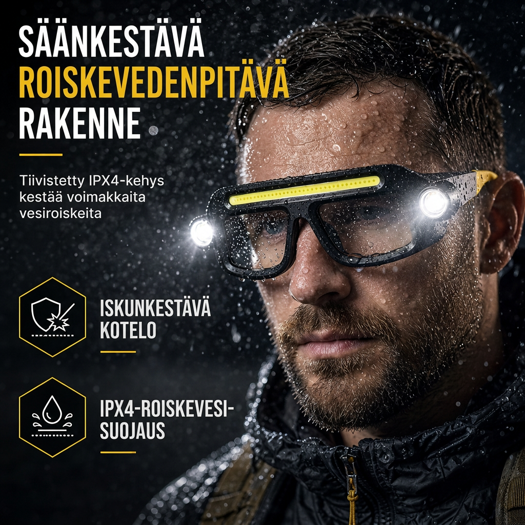USB-ladattava kaksoispuoleinen klipsilasivalo ulkoiluvaellukseen ja lukemiseen
