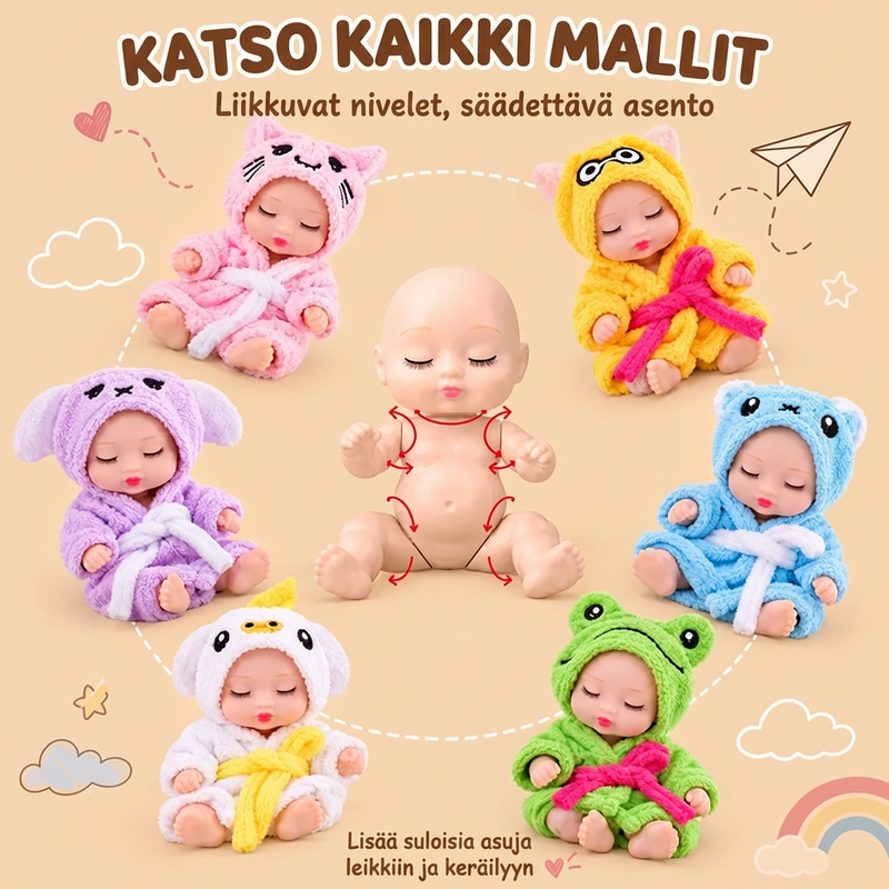 🧸 Mini Reborn Vauvanuket – Suloinen Pieni Nukke Lahjaksi, Koristeeksi ja Luovaan Leikkiin