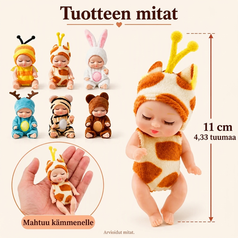 🧸 Mini Reborn Vauvanuket – Suloinen Pieni Nukke Lahjaksi, Koristeeksi ja Luovaan Leikkiin