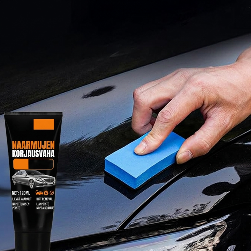 🚗✨ Auton naarmujen häivytys- ja kiillotusaine 120 ml – Poista kevyiden naarmujen näkyvyyttä ja palauta maalipinnan kiilto helposti 🧽