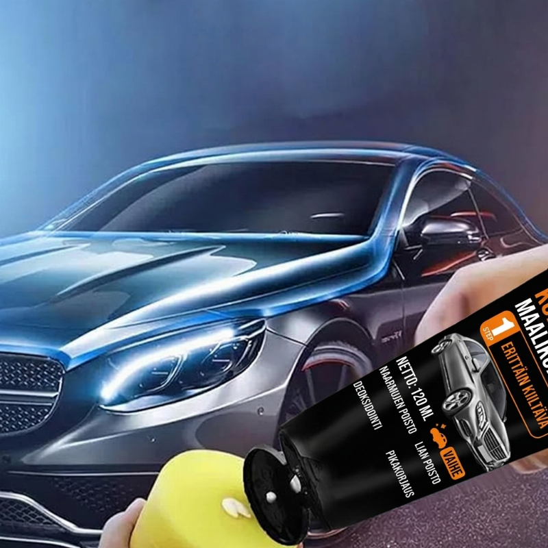 🚗✨ Auton naarmujen häivytys- ja kiillotusaine 120 ml – Poista kevyiden naarmujen näkyvyyttä ja palauta maalipinnan kiilto helposti 🧽
