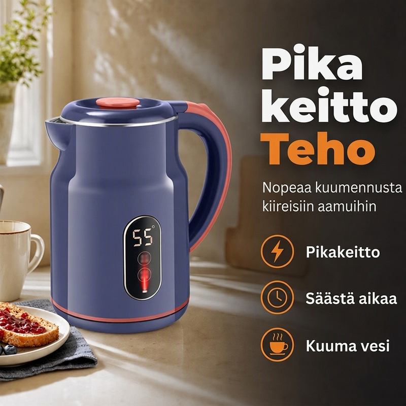 Sähköinen vedenkeitin lämpötilanäytöllä 3L – Nopea kiehutus ja älykäs lämpimänäpito