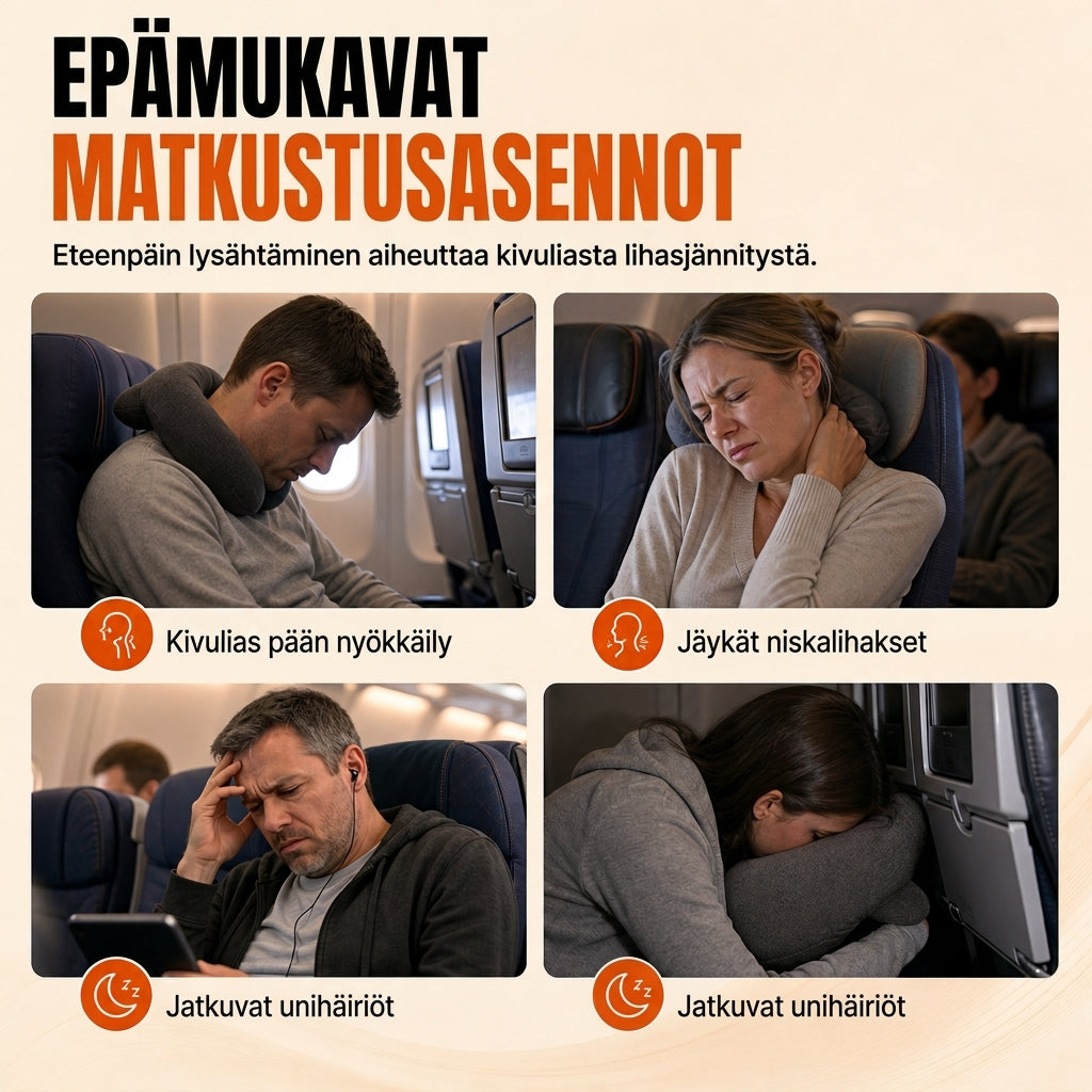 ✈️ 3D Memory Foam Matkatyyny & Pimennettävä Silmämaski – Ergonominen Niskatuki Mukavaan Matkustamiseen