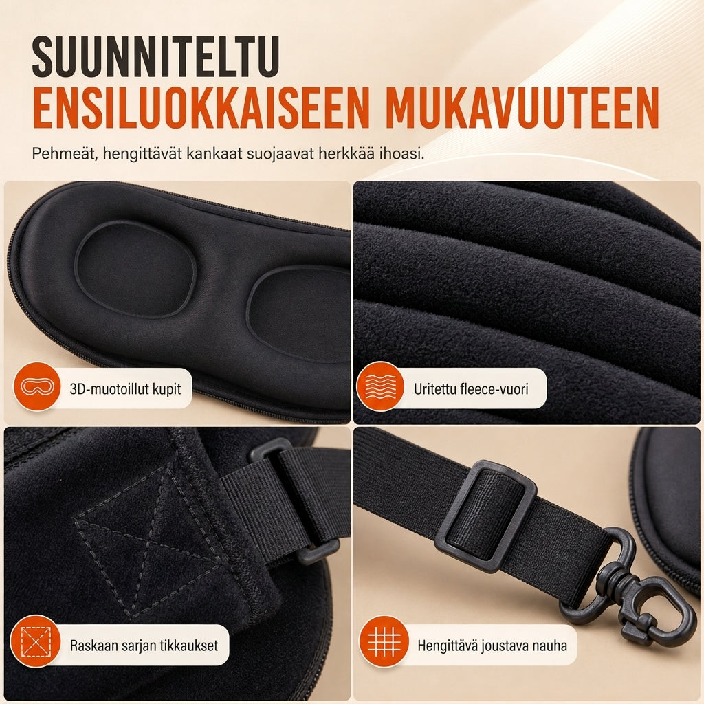 ✈️ 3D Memory Foam Matkatyyny & Pimennettävä Silmämaski – Ergonominen Niskatuki Mukavaan Matkustamiseen