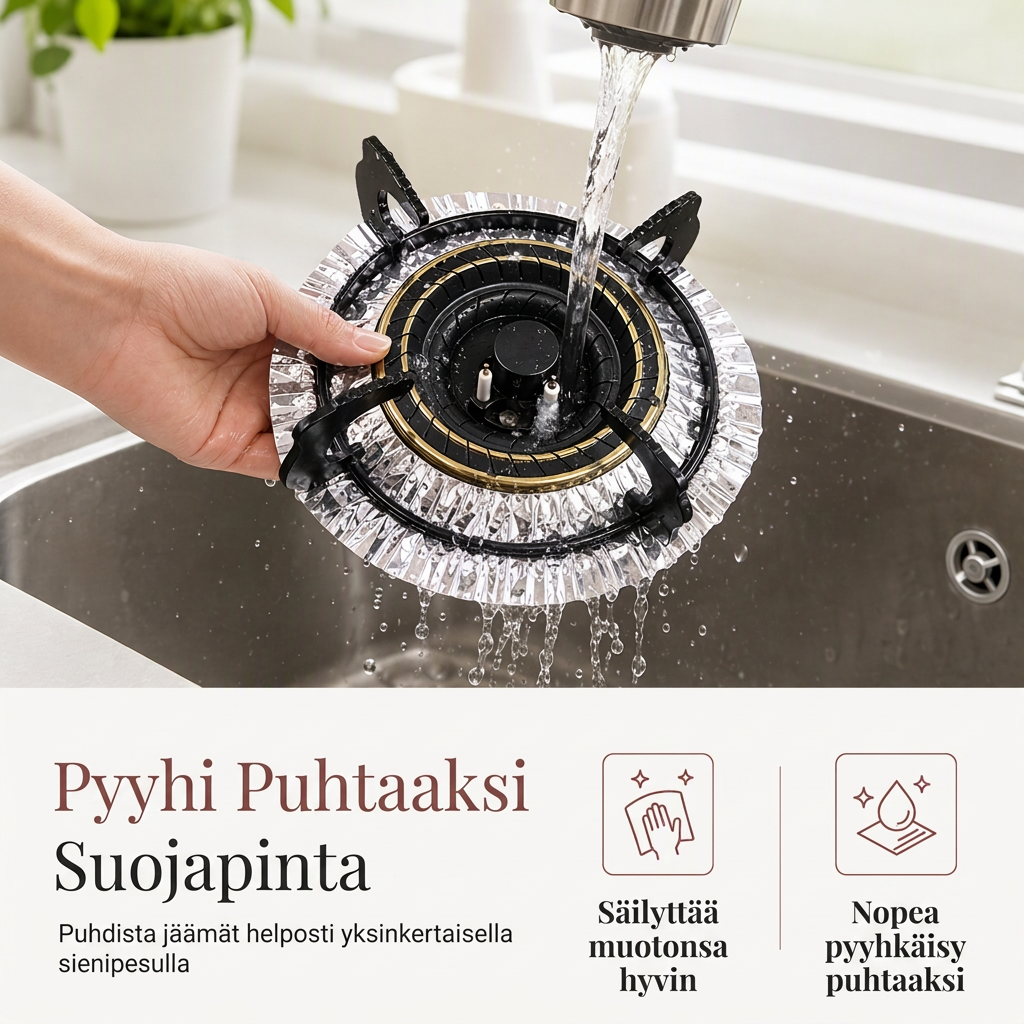 🍳 RAJOITETUN AJAN 50% ALENNUS! 🔥 10 kpl vahvoja foliokaasulieden polttimonsuojia – syvä vuotojen keräys ja keittotason suojaus 🛡️