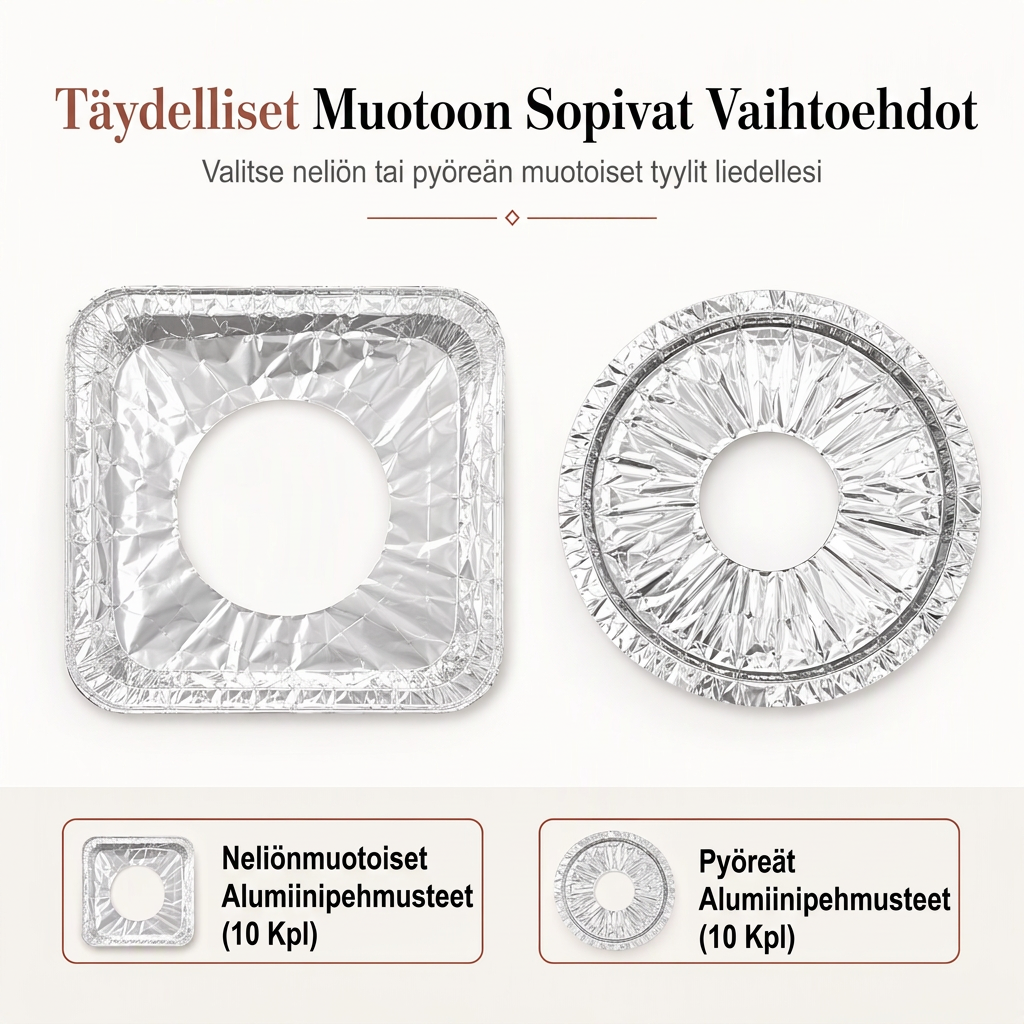 🍳 RAJOITETUN AJAN 50% ALENNUS! 🔥 10 kpl vahvoja foliokaasulieden polttimonsuojia – syvä vuotojen keräys ja keittotason suojaus 🛡️