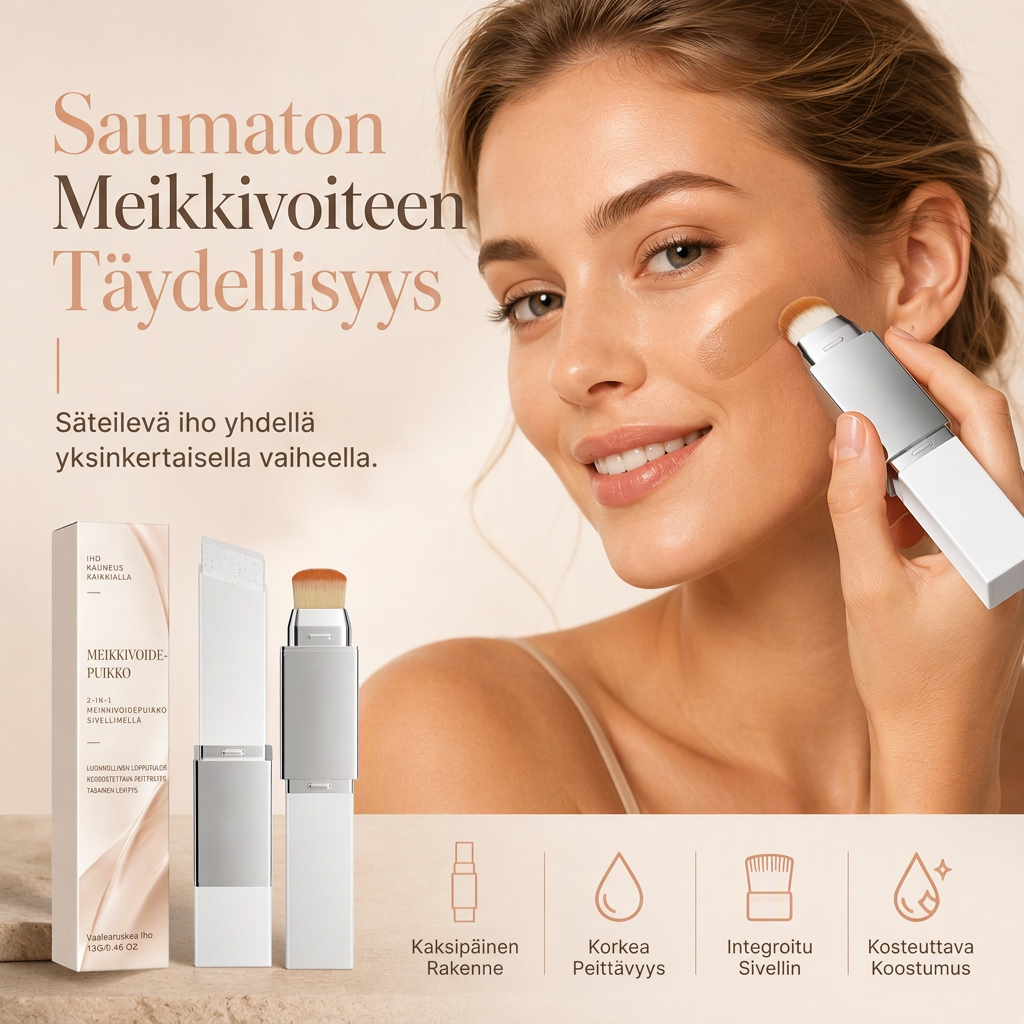 2-in-1 korkeapeittämäinen meikkivoidetanko