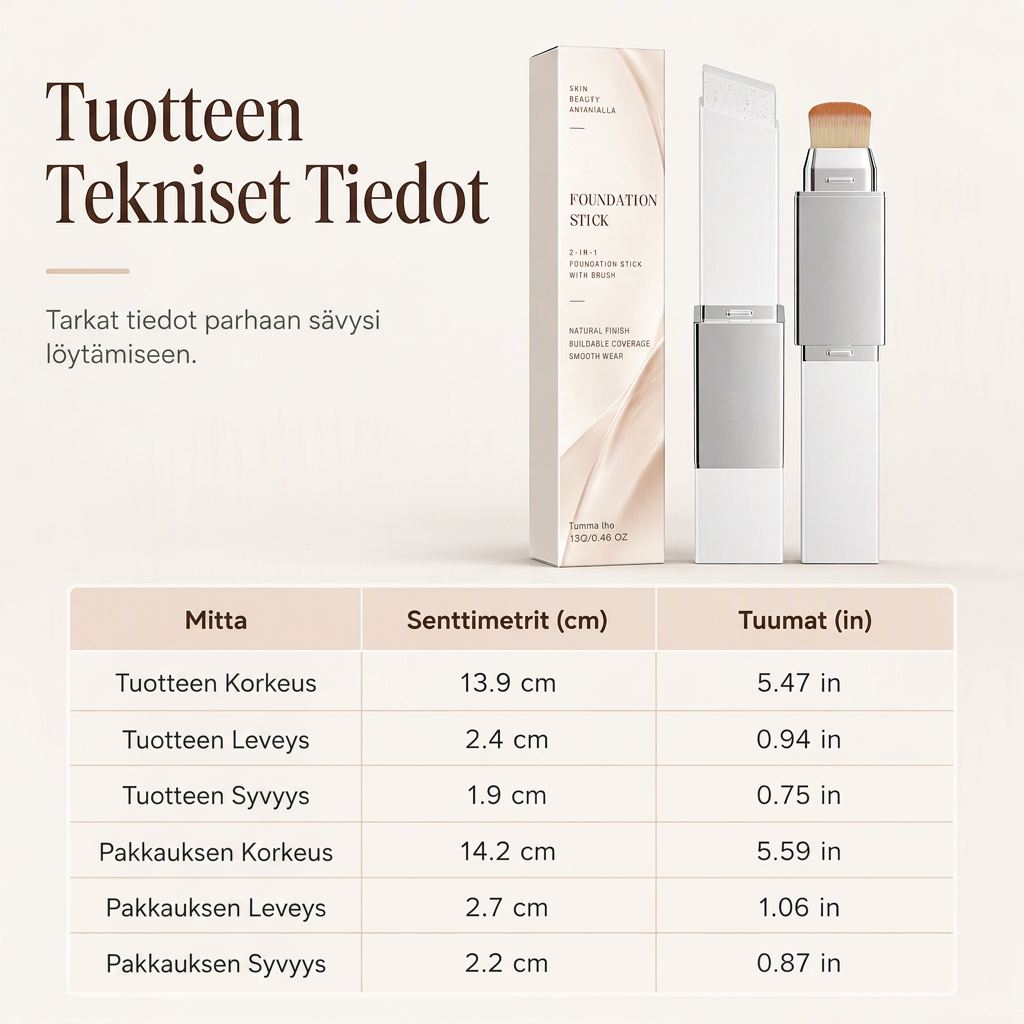 2-in-1 korkeapeittämäinen meikkivoidetanko