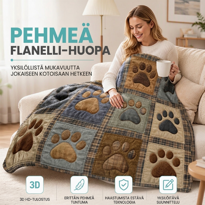 🐾 Suloinen Tassunjälki Peitto – Pehmeä Flanellihuopa Kodikkaisiin Hetkiin