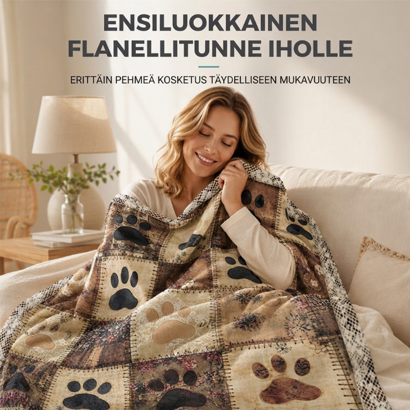 🐾 Suloinen Tassunjälki Peitto – Pehmeä Flanellihuopa Kodikkaisiin Hetkiin