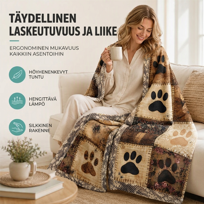 🐾 Suloinen Tassunjälki Peitto – Pehmeä Flanellihuopa Kodikkaisiin Hetkiin