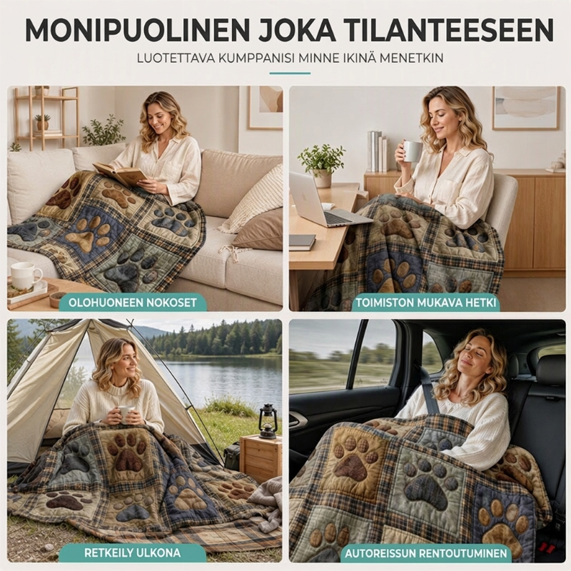 🐾 Suloinen Tassunjälki Peitto – Pehmeä Flanellihuopa Kodikkaisiin Hetkiin
