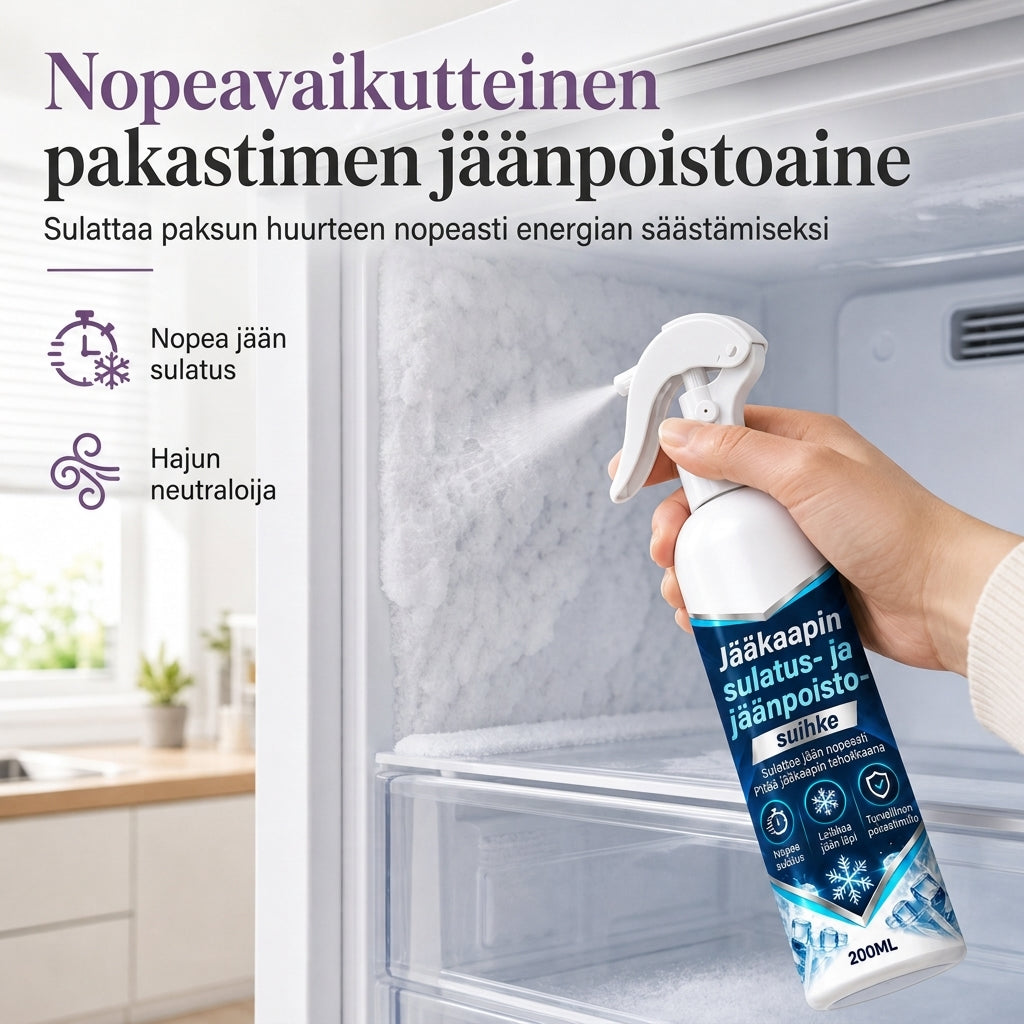 Jääkaapin ja pakastimen sulatus- ja jäänpoisto-suihke